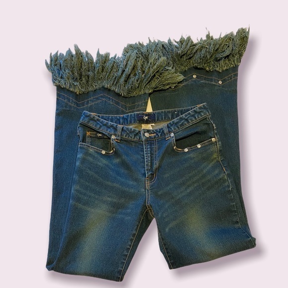 GJG Denim Fringe Bell Bottom in Dark Blue - Inseam 34 main image 0